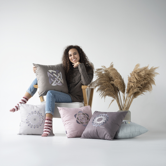 Rain Embroidered Decorative Pillow by ТМ IDEIA 50х50 cm св.сірий/Energy, фото 3