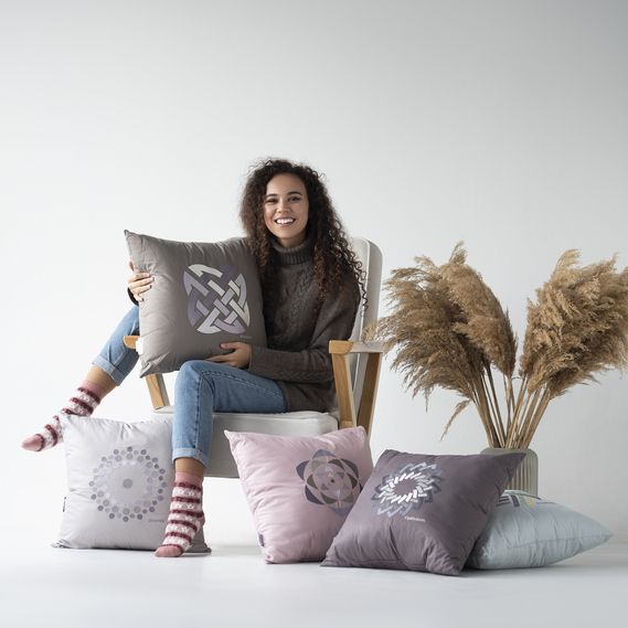 Rain Embroidered Decorative Pillow by ТМ IDEIA 50х50 cm сірий/Fusion, фото 3