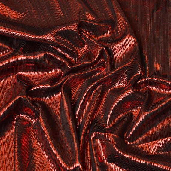 Ткань трикотаж фойл Сияние червоно/чорний, фото 2