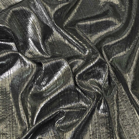 Ткань трикотаж фойл Сияние срібло/чорний, фото 2 Ткань трикотаж фойл Сияние срібло/чорний, фото 2