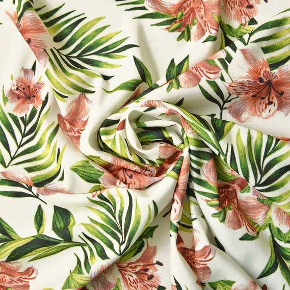 Тканина сатин Fendi, 150 см, для одягу, плаття, костюмів, спідниць V-5/1 Лілія білий, Квітковий, фото 1 Тканина сатин Fendi, 150 см, для одягу, плаття, костюмів, спідниць V-5/1 Лілія білий, Квітковий, фото 1