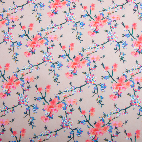 Ткань сатин Fendi, 150 см, для одежды, платьев, костюмов, юбок V-6/2 гілочки сірий, Квітковий, фото 2