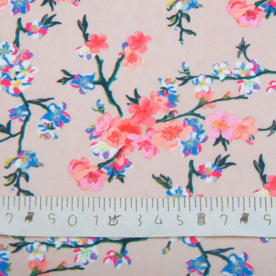 Ткань сатин Fendi, 150 см, для одежды, платьев, костюмов, юбок V-6/2 гілочки сірий, Квітковий, фото 5