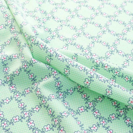 Тканина плательна Super Soft віночок салат, Квітковий, фото 1 Тканина плательна Super Soft віночок салат, Квітковий, фото 1
