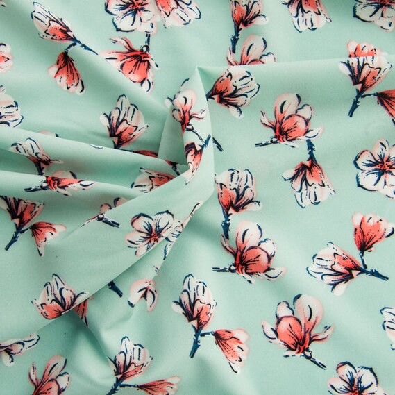 Ткань плательная супер софт R веснянка м`ята, Квітковий, фото 1