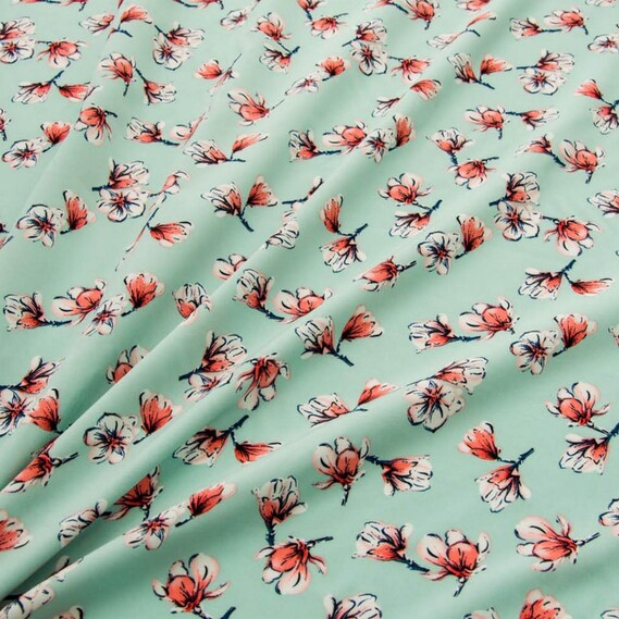 Ткань плательная супер софт R веснянка м`ята, Квітковий, фото 2