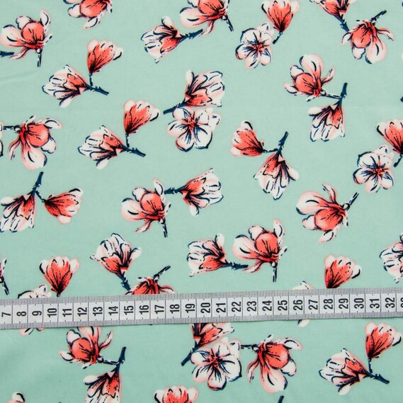 Ткань плательная супер софт R веснянка м`ята, Квітковий, фото 3