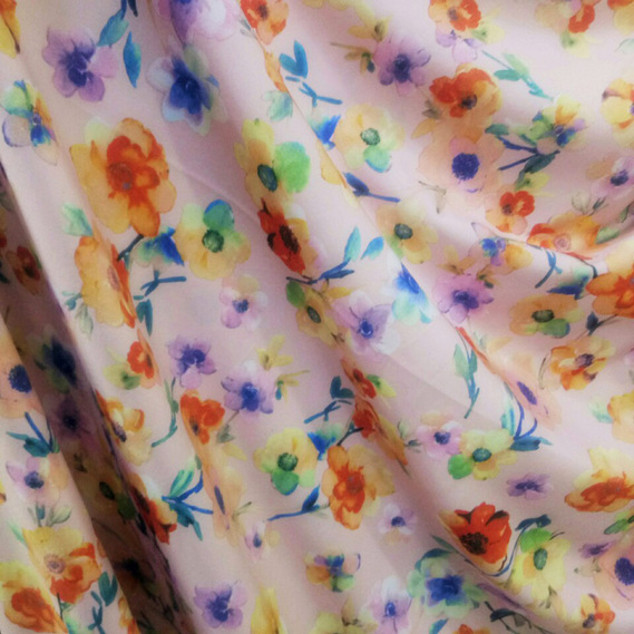 Тканина плательна супер софт V-173/1 польова квітка пудра, Квітковий, фото 1