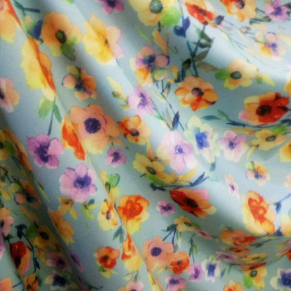 Ткань плательная супер софт V-173/2 польова квітка ментол, Квітковий, фото 1 Ткань плательная супер софт V-173/2 польова квітка ментол, Квітковий, фото 1