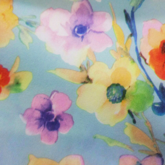 Ткань плательная супер софт V-173/2 польова квітка ментол, Квітковий, фото 2 Ткань плательная супер софт V-173/2 польова квітка ментол, Квітковий, фото 2