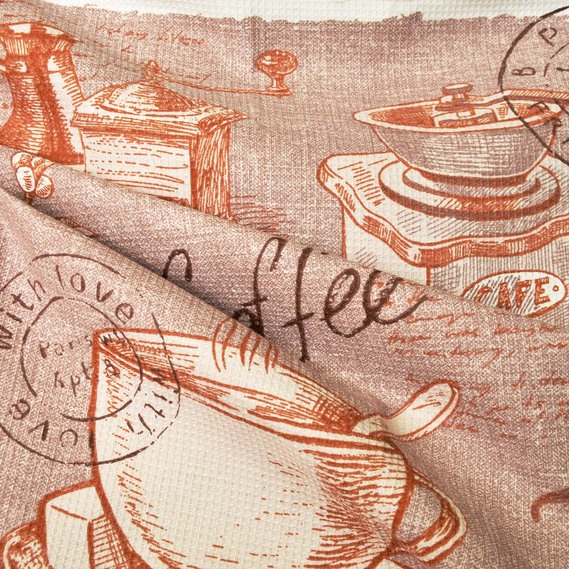 Полотенечная вафельная 4684-01 Кава купон, Кухонний, фото 1 Полотенечная вафельная 4684-01 Кава купон, Кухонний, фото 1