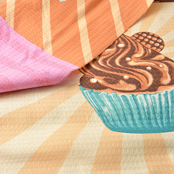 Ткань вафельная 5052-01 Капкейки, Кухонний, фото 1