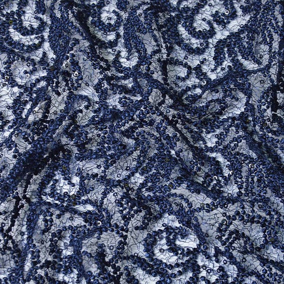 Ткань гипюр Venezia синій, фото 1 Ткань гипюр Venezia синій, фото 1