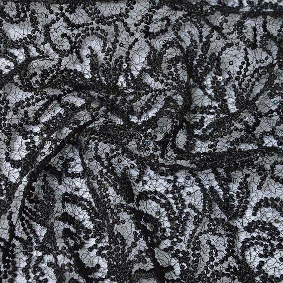 Тканина гіпюр Venezia чорний, фото 1 Тканина гіпюр Venezia чорний, фото 1