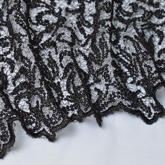 Тканина гіпюр Venezia чорний, фото 2