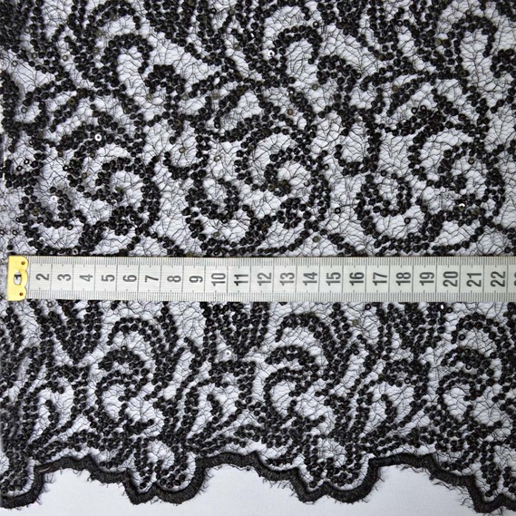 Тканина гіпюр Venezia чорний, фото 3