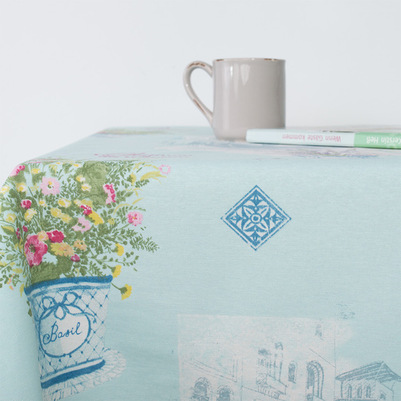 Скатертина з водовідштовхувальним просоченням IDEIA 140х170 см бавовна венеція м`ята, фото 2
