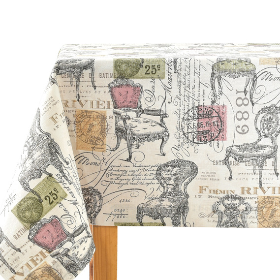 Скатерть с водоотталкивающей пропиткой IDEIA 140х170 см хлопок стільці V-1 фрез/олива, фото 2