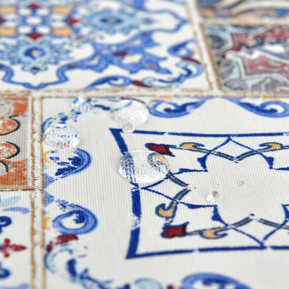 Скатертина з водовідштовхувальним просоченням IDEIA 140х170 см бавовна печворк v-1 синьо/беж, фото 3