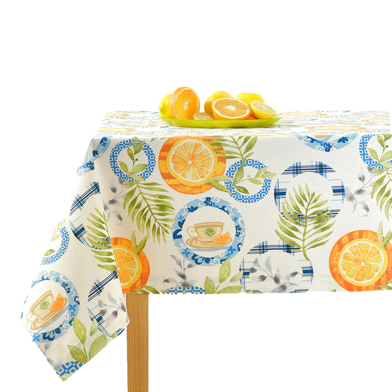 Скатертина з водовідштовхувальним просоченням IDEIA 140х170 см бавовна апельсини, фото 1