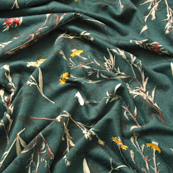 Fabric jersey Sport V-3/1 польові квіти т/ зелені, Квітковий, фото 2
