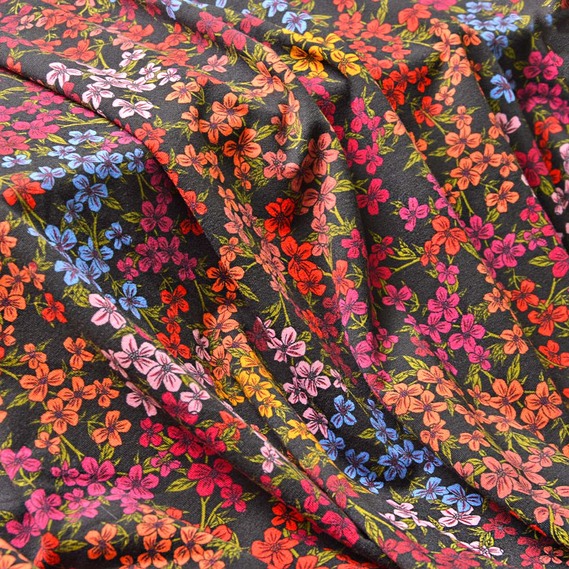 Тканина трикотаж Спорт трикотажне полотно для спортивного одягу V-5/1 цвітіння на чорному, Квітковий, фото 1