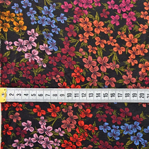 Тканина трикотаж Спорт трикотажне полотно для спортивного одягу V-5/1 цвітіння на чорному, Квітковий, фото 3