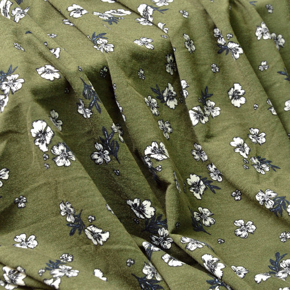 Тканина трикотаж Спорт трикотажне полотно для спортивного одягу V-6/1 квітка хакі, Квітковий, фото 1