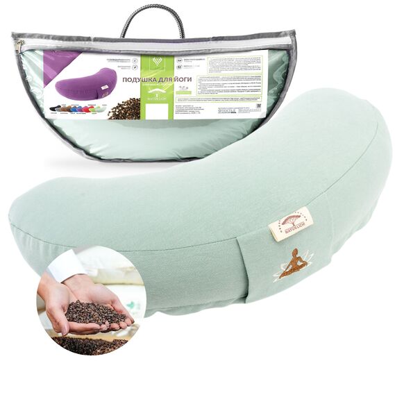 Pillow for meditation and yoga with buckwheat husk IDEIA, 46х25х10 cm м`ята , фото 1