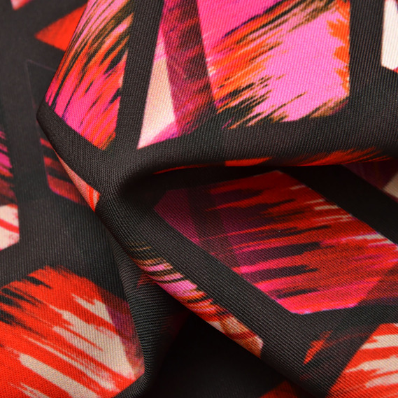 Ткань костюмная креп Prada абстракція червоно/чорна, Абстракція, фото 3