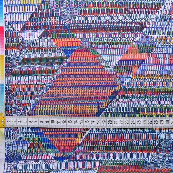 Атлас шовк Абстракція артефакт синій, фото 3 Атлас шовк Абстракція артефакт синій, фото 3