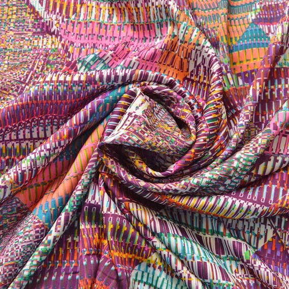 Атлас шелк Абстракция артефакт вишня, фото 1