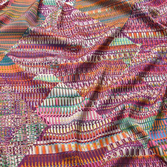 Атлас шелк Абстракция артефакт вишня, фото 2