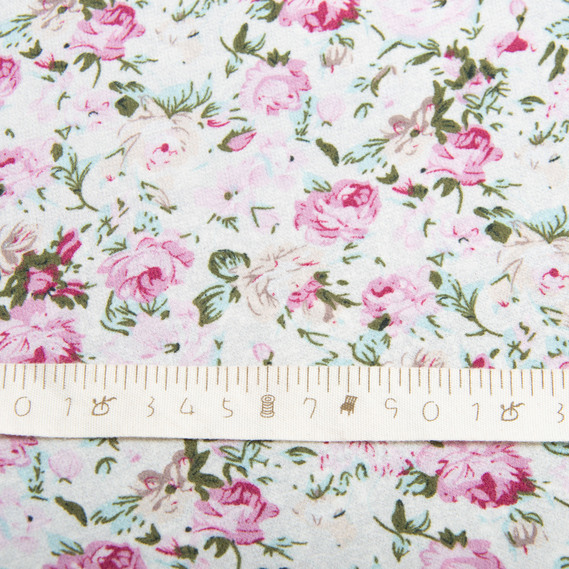 Тканина шифон креп троянди рожеві, Квітковий, фото 4