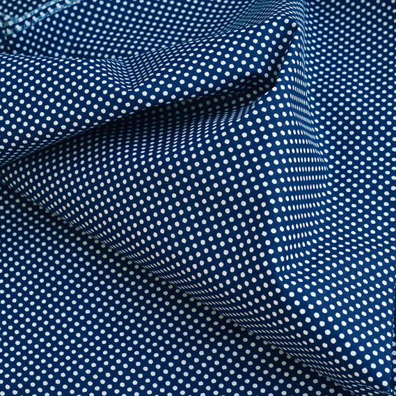 Ranfors calico fabric for bedclothes 2.4 m v-20 горошок т/синій, фото 1