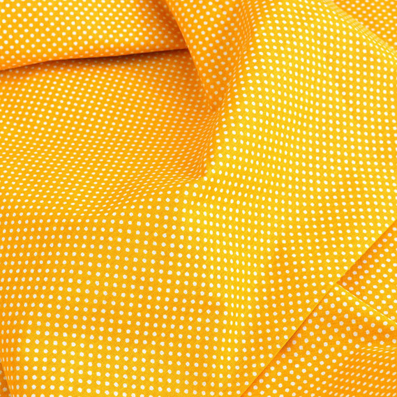 Тканина бязь ранфорс для постільної білизни 2,4 м v-32 горошок жовтий, фото 1