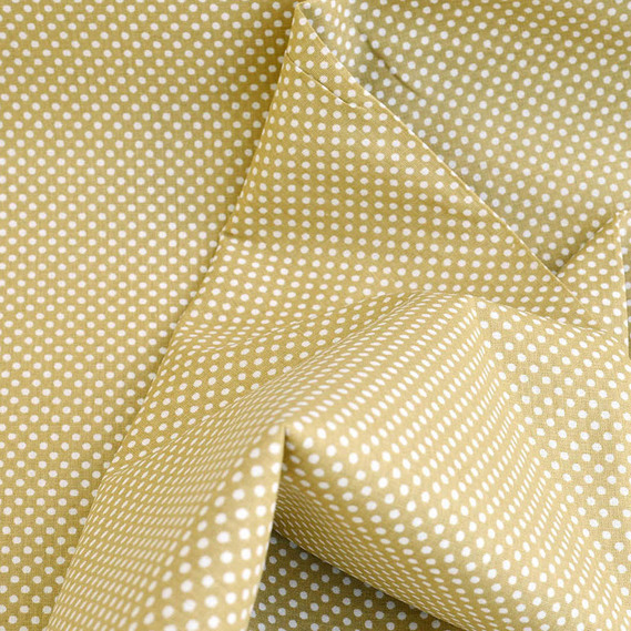 Тканина бязь ранфорс для постільної білизни 2,4 м v-37 горошок гірчиця, фото 1