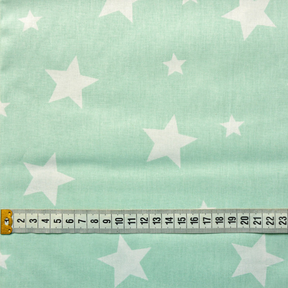 Тканина бязь ранфорс для постільної білизни 2,4 м XXL+S звезда белая на мяте, фото 2