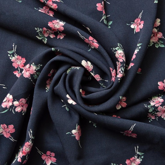 Штапель ЕТ Надія т/синій, Квітковий, фото 1