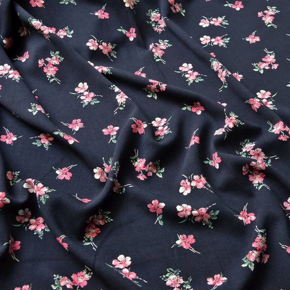 Штапель ЕТ Надія т/синій, Квітковий, фото 2