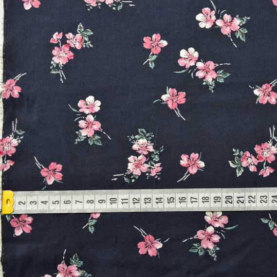 Штапель ЕТ Надія т/синій, Квітковий, фото 3