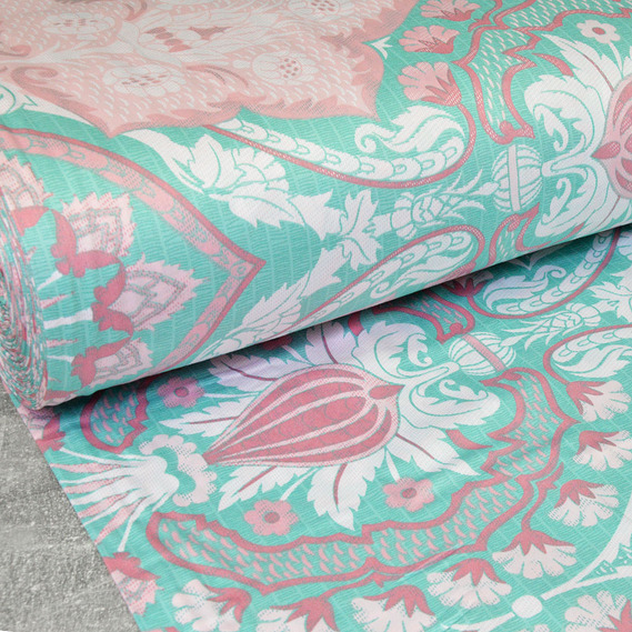 Тканина сатин набивний V-R090601/01 Камея бірюза, фото 1 Тканина сатин набивний V-R090601/01 Камея бірюза, фото 1