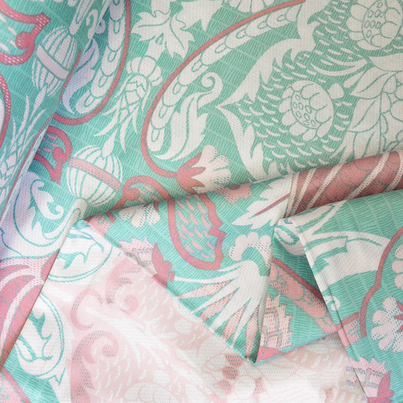 Тканина сатин набивний V-R090601/01 Камея бірюза, фото 2 Тканина сатин набивний V-R090601/01 Камея бірюза, фото 2