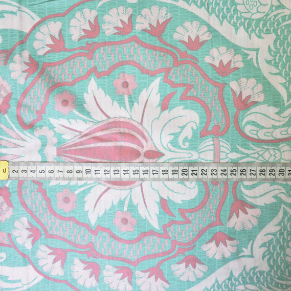 Тканина сатин набивний V-R090601/01 Камея бірюза, фото 3 Тканина сатин набивний V-R090601/01 Камея бірюза, фото 3