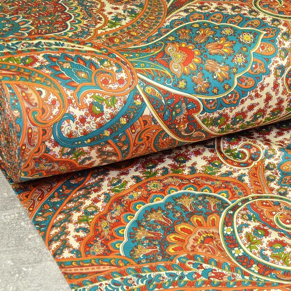 Тканина сатин набивний V-R090784/04 Стамбул помаранч, фото 1 Тканина сатин набивний V-R090784/04 Стамбул помаранч, фото 1