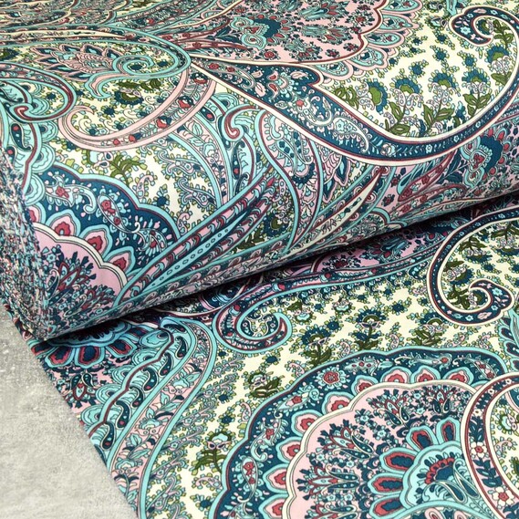 Тканина сатин набивний V-R090784/05 Стамбул бірюза, фото 1