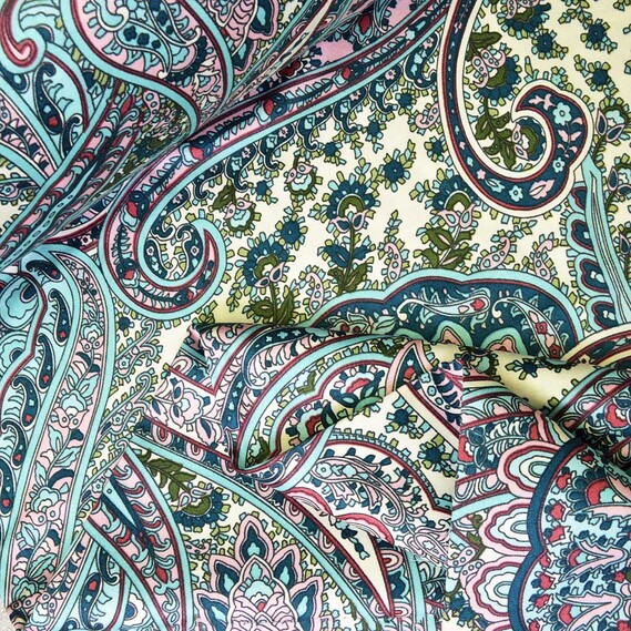 Тканина сатин набивний V-R090784/05 Стамбул бірюза, фото 2