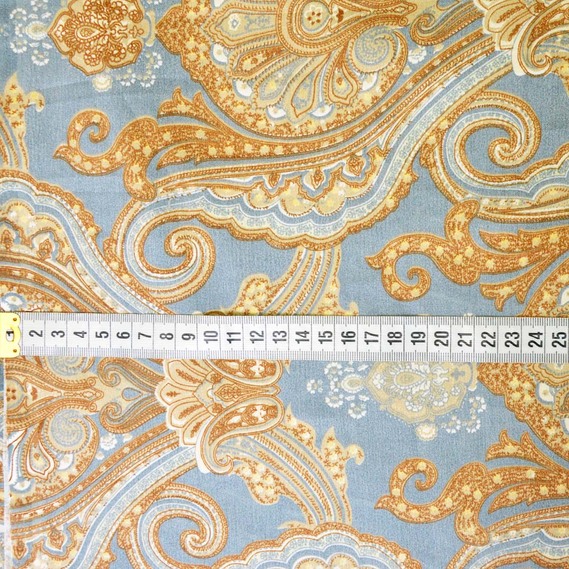 Satin printed fabric V-85597/1 східна казка сірий, фото 3