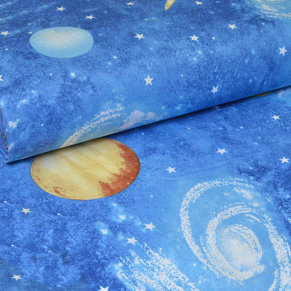 Тканина бязь ранфорс для постільної білизни 2,4 м V-G7720/4 планетарій, Космос, фото 1