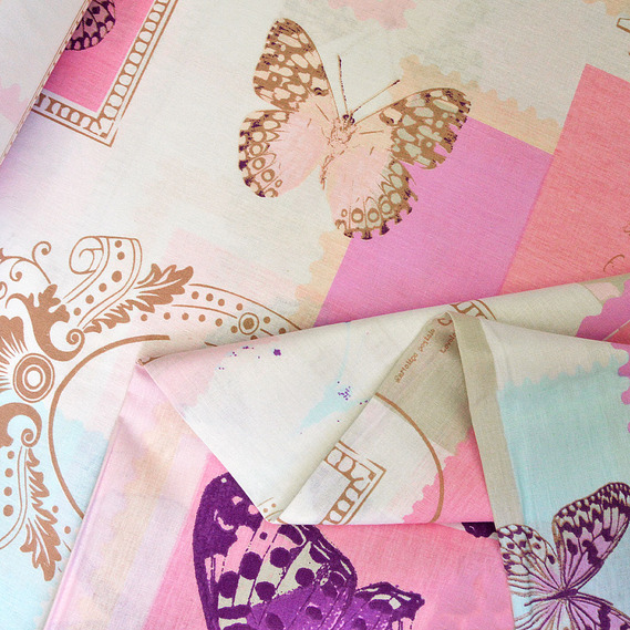 Тканина бязь ранфорс для постільної білизни 2,4 м V-G10809/1 баттерфляй фіолет, Фауна, фото 2